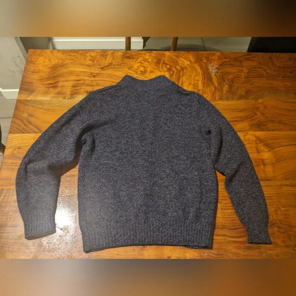 L.L. Bean - 100% Lambswool Ragg Wool Zip-Front Cardigan SweaterNavySmall